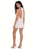 Sleeveless Halterneck Backless Mini Dress QMZF-18022