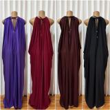 Solid Color Pleated Backless Maxi Dress GADE-11328