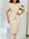 Solid Color Short Sleeve Midi Dress GATE-628