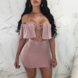 Solid Color Ruffles Bandage Dress BN-9473