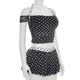 Color Block Polka Dots Print Short Suit GDSF-J26ST178