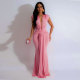 Solid Color Deep V Neck Maxi Dress SFY-886