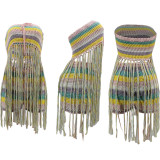 Colorful Hand-Crocheted Tassel Short Set TK-6353