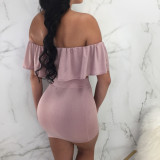 Solid Color Ruffles Bandage Dress BN-9473