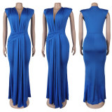 Solid Color Deep V Neck Maxi Dress SFY-886