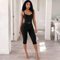 Solid Color Tank Tops Two Piece Pants Set XEF-K6S06508A