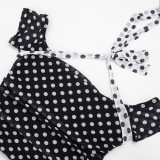 Color Block Polka Dots Print Short Suit GDSF-J26ST178