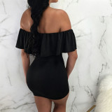 Solid Color Ruffles Bandage Dress BN-9473