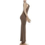 V Neck Backless Chain Slim Maxi Dress XEF-K6D04495A