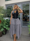 Print High Waist Irregular Long Skirt SFY-874