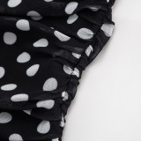 Color Block Polka Dots Print Short Suit GDSF-J26ST178