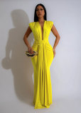 Solid Color Deep V Neck Maxi Dress SFY-886