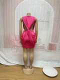 Deep V Neck Sleeveless Ruched Mini Dress SFY-863