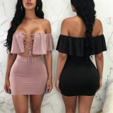 Solid Color Ruffles Bandage Dress BN-9473
