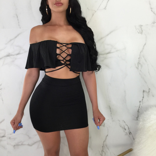 Solid Color Ruffles Bandage Dress BN-9473