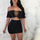 Solid Color Ruffles Bandage Dress BN-9473