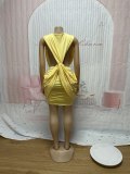 Deep V Neck Sleeveless Ruched Mini Dress SFY-863