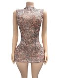 Print Backless Sleeveless Mini Dress GFCF-1458