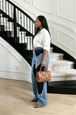 Plus Size Color Block Patchwork Heart Jeans GYLN-9642