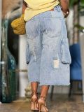 Plus Size Fashion Holes Raw Edge Seventh Jeans GYLN-0998