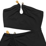 Sexy Hollow Out Backless Tube Top Maxi Dress BY-7696