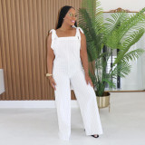 Solid Color Stripe Sling Loose Jumpsuit BY-7698