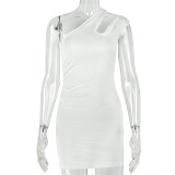 Slash Neck Solid Color Mini Dress GJYO-JD305301