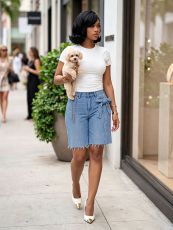 Hot Drill Bow-Tie Denim Shorts GYLN-9839