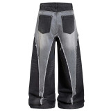 Plus Size Contrast Color Irregular Patchwork Jeans GYLN-4973