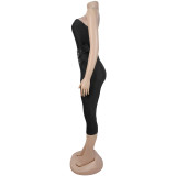 Solid Color Wrap Chest Seventh Jumpsuit BY-7693
