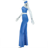 Polka Dots Print Backless Wide Leg Pants Suit GJYO-JS919169