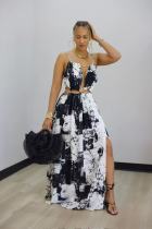 Ink-wash Printed Hollow Out Jumpsuit OD-8781