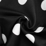 Polka Dots Print Short Sleeve Tie UP Tops GSZM-D26TP120