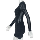 Mesh Long Sleeve Ruched Mini Dress GJYO-JD305329