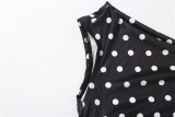 Polka Dots Print Slash Neck Two Piece Shorts Set XEF-K6S06473A