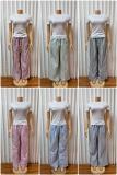 Plus Size Solid Color T Shirt Stripe Pants 2 Piece Set GADE-11411
