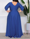 Plus Size Long Sleeve V Neck Maxi Dress GAWE-6455
