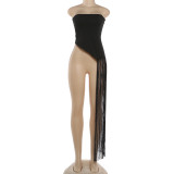 Sexy Solid Color Tassel Tops XEF-K6L03737A