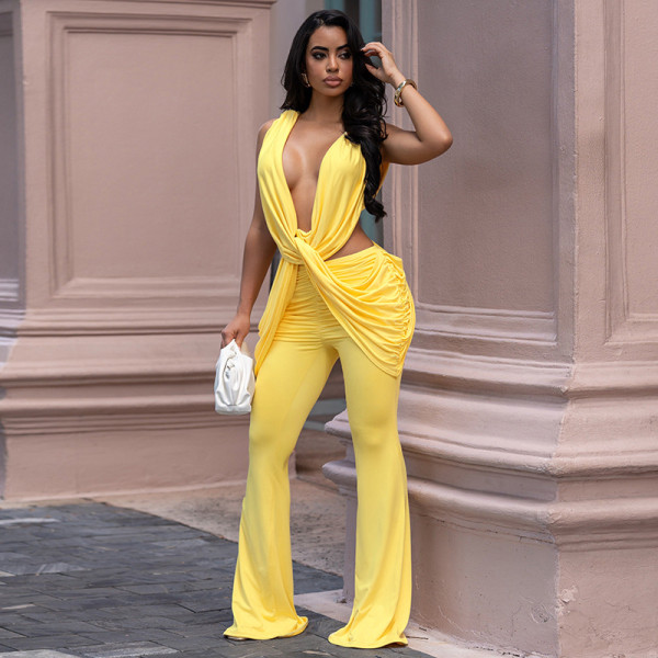 Solid Color Sleeveless Jumpsuit GSZM-J26JP194