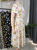 Plus Size Print Short Sleeve Midi Dress GAWE-6761