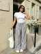 Plus Size Solid Color T Shirt Stripe Pants 2 Piece Set GADE-11411