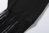 Sexy Solid Color Tassel Tops XEF-K6L03737A