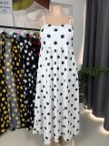 Plus Size Polka Dot Print Sling Maxi Dress GAWE-6759