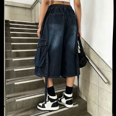 Plus Size Washed Tie Up Loose Mid-Jeans GYLN-3103