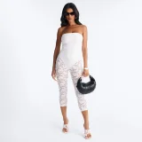 Zipper See Through Lace Patchwork Seventh Jumpsuit MXBF-J26JP126