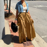 Solid Color Patchwork Wide Leg Pants AIL-350