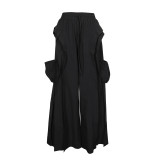 Solid Color Patchwork Wide Leg Pants AIL-350