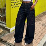Plus Size Big Pokets Straight Jeans GYLN-1411
