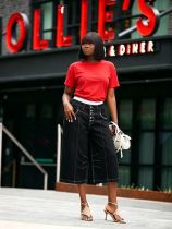 Plus Size Washed Wide Leg Seventh Jeans GYLN-0642