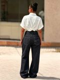 Multi-button Color-blocked Wide Leg Jeans GYLN-2244